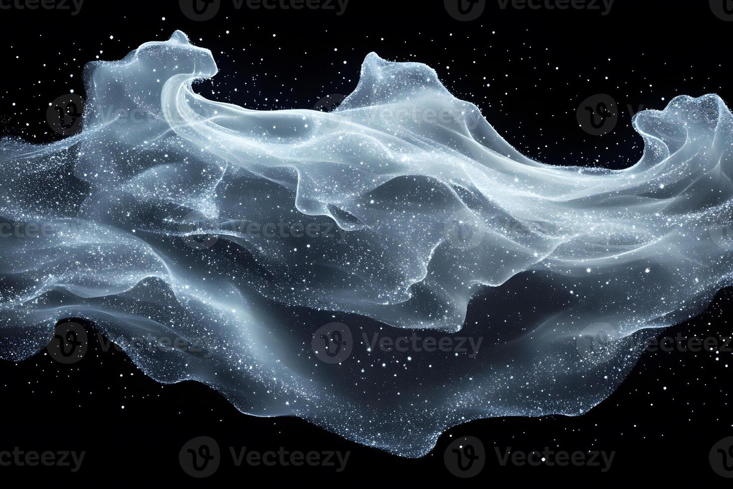 Mystical Flowing Abstract Fractal Art with Ethereal Light and Dark Background photo