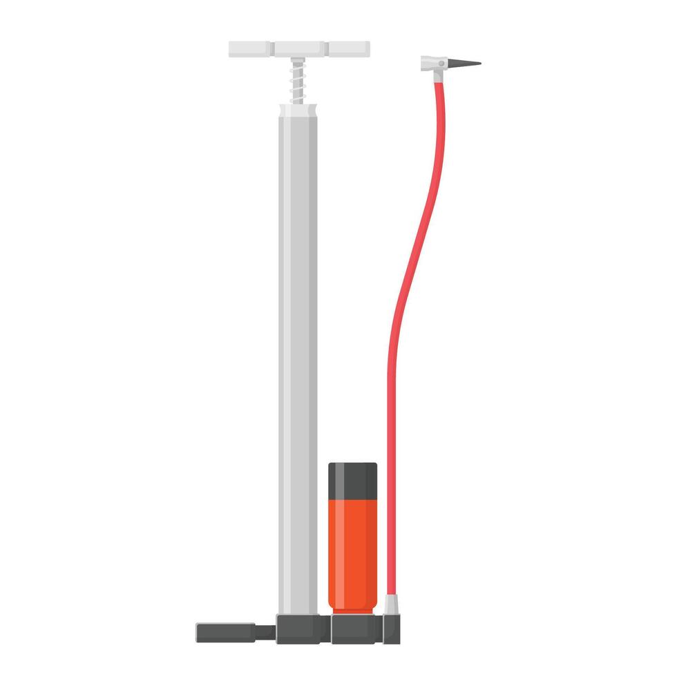Floor Pump Illustration. Bicycle Track Pump Flat Style Icon on Isolated White Background vector