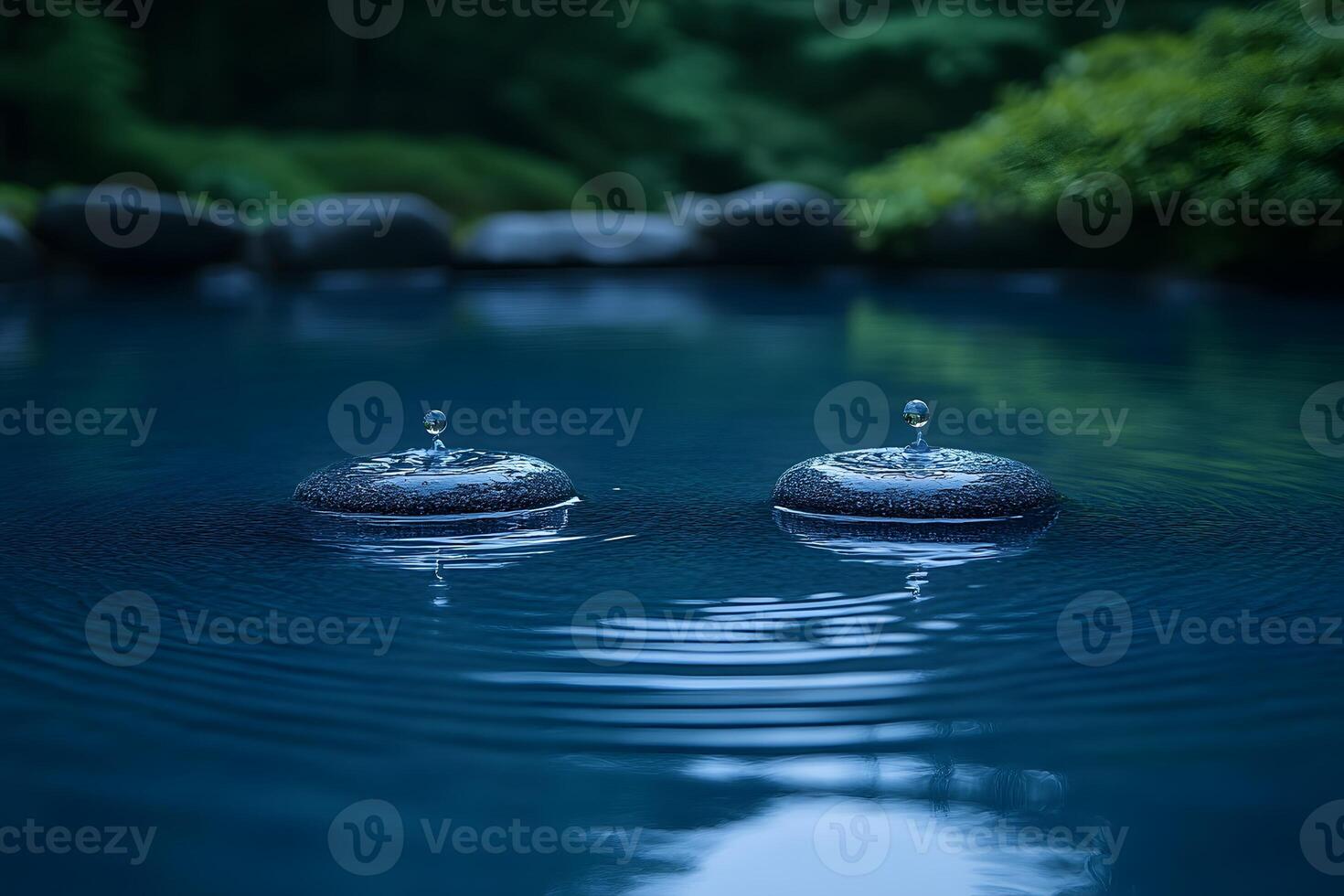 Tranquil Water Ripples with Droplets in Serene Outdoor Setting - Nature Aesthetic for Calm and Meditation photo