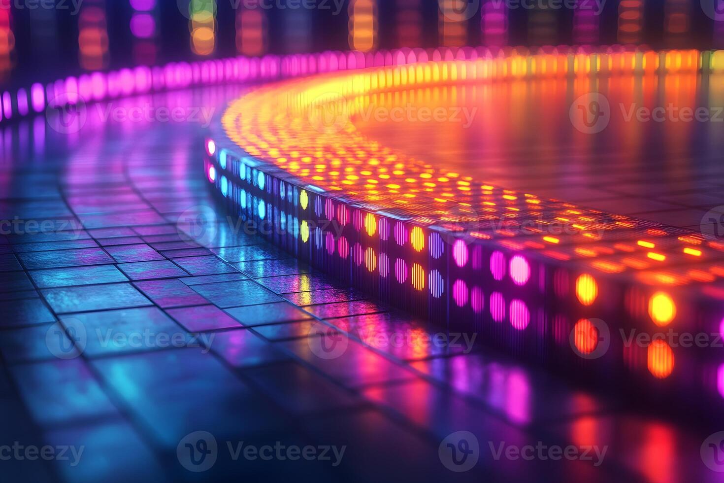 Vibrant Neon Lights in Futuristic Urban Setting for Modern Design Projects photo