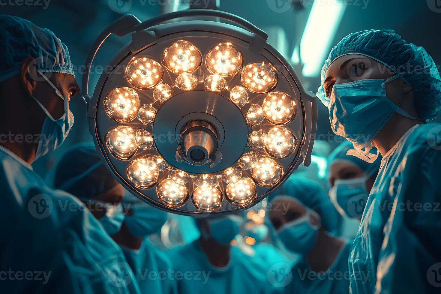 Surgical Team in Operating Room with Focused Lighting for Precision Care photo