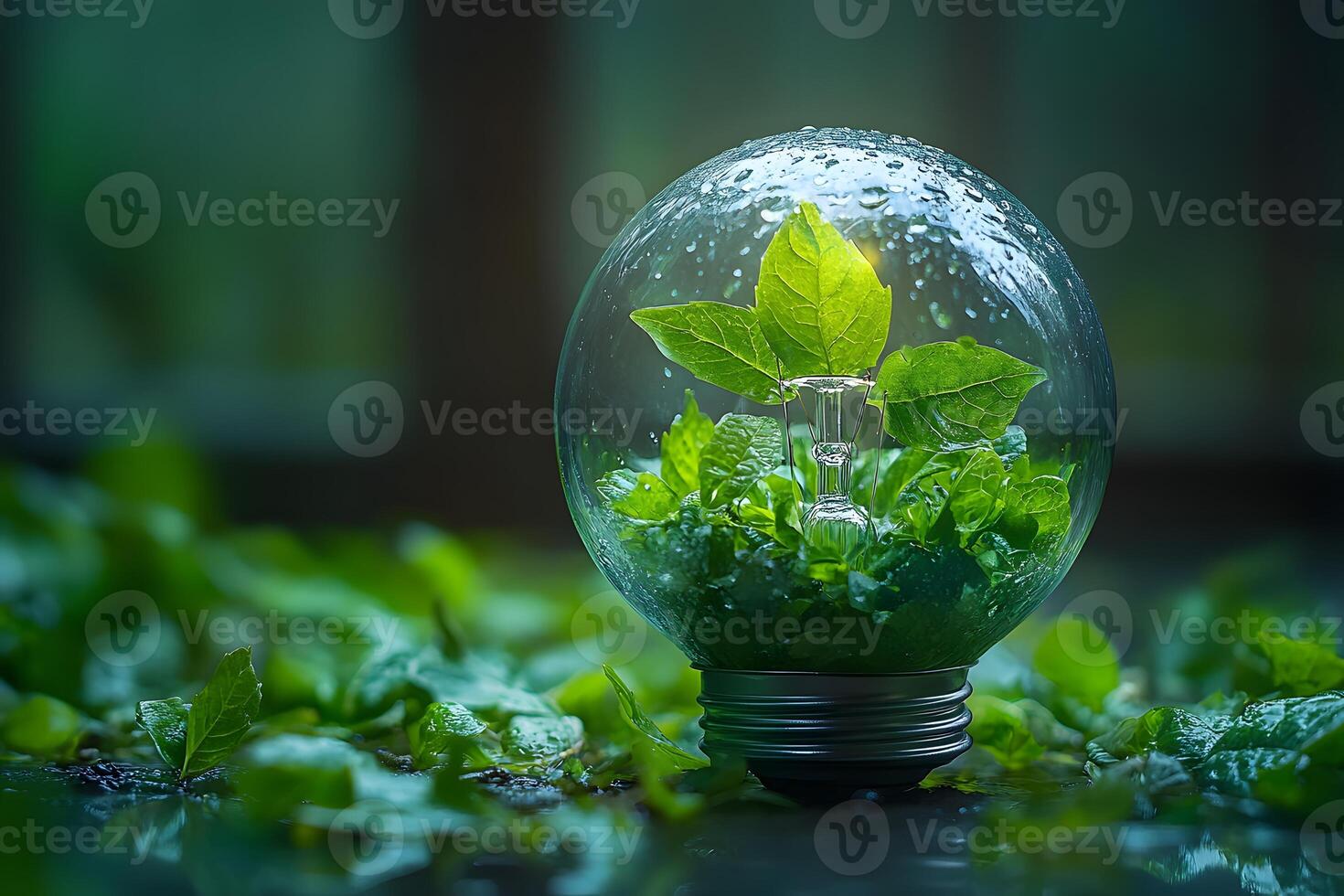 Eco-Friendly Innovation Concept Nature and Sustainability Illuminated Inside a Lightbulb photo