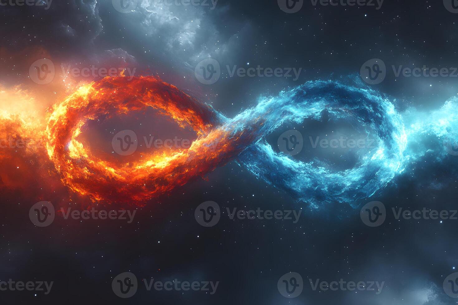 Fire and Ice Infinity Symbol Clash of Elements in a Cosmic Environment photo