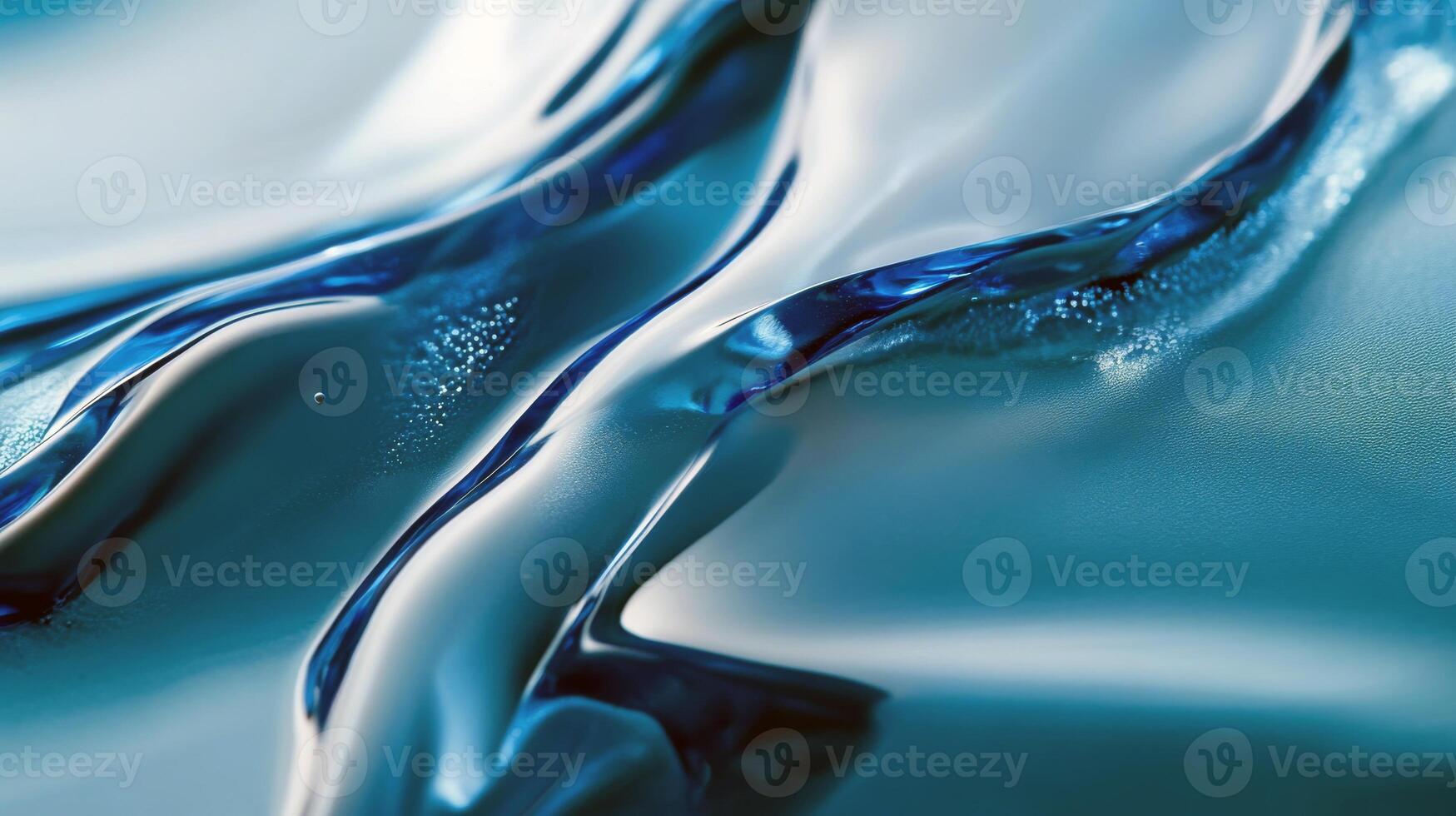 Abstract blue liquid waves with smooth textures and reflections photo
