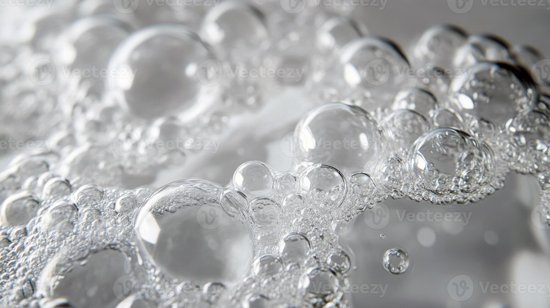 Close-up of glimmering soap bubbles in soft focus photo