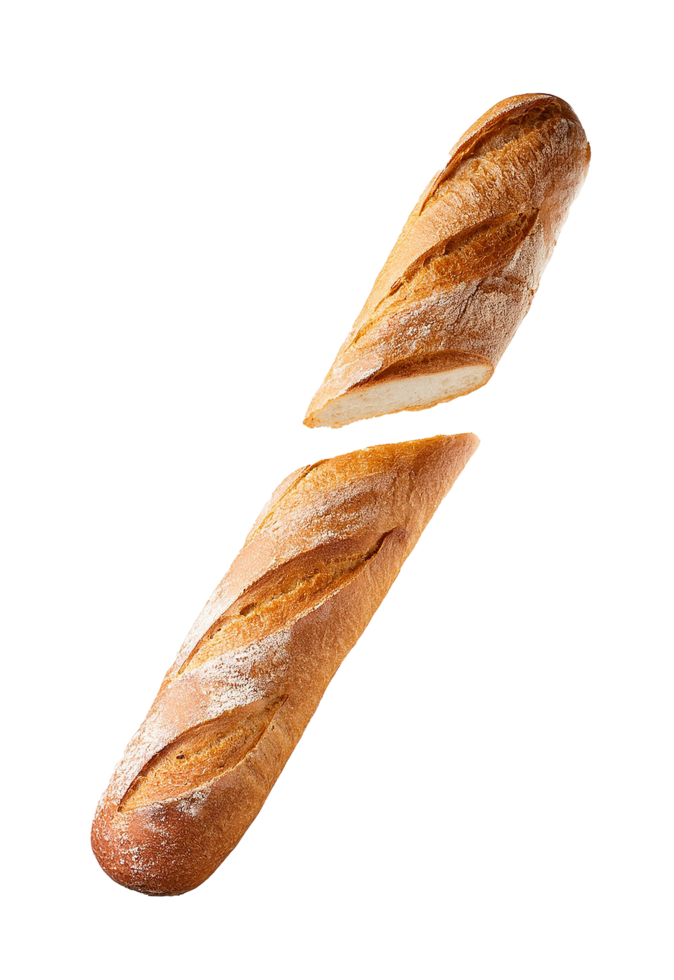 Rustic French Baguette with a Sliced End png