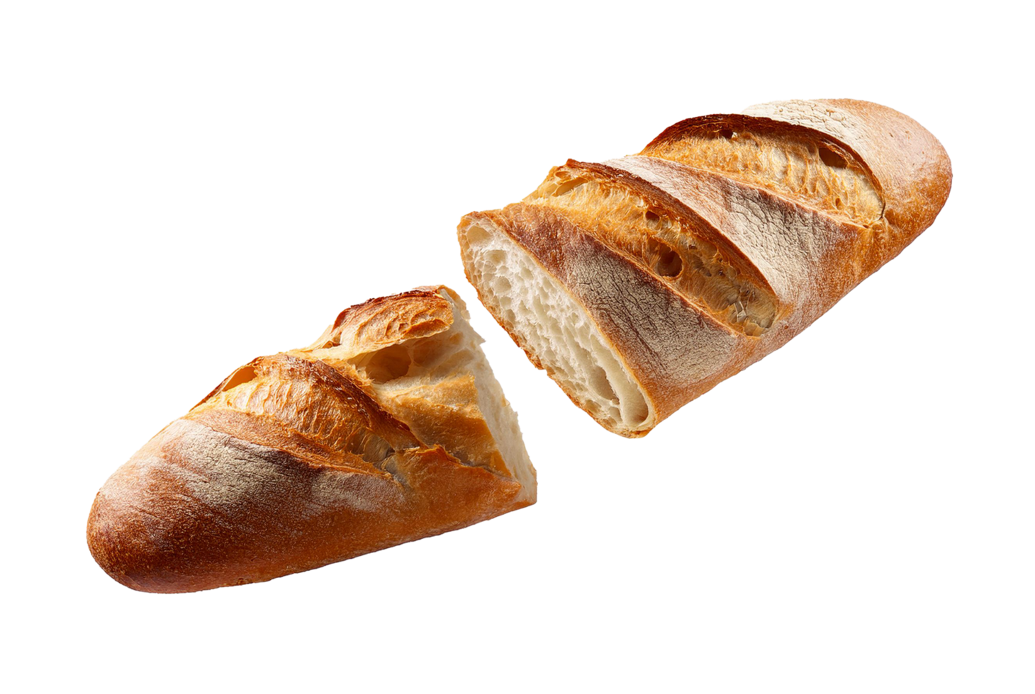 Crusty Artisan Baguette with a Freshly Torn Center png