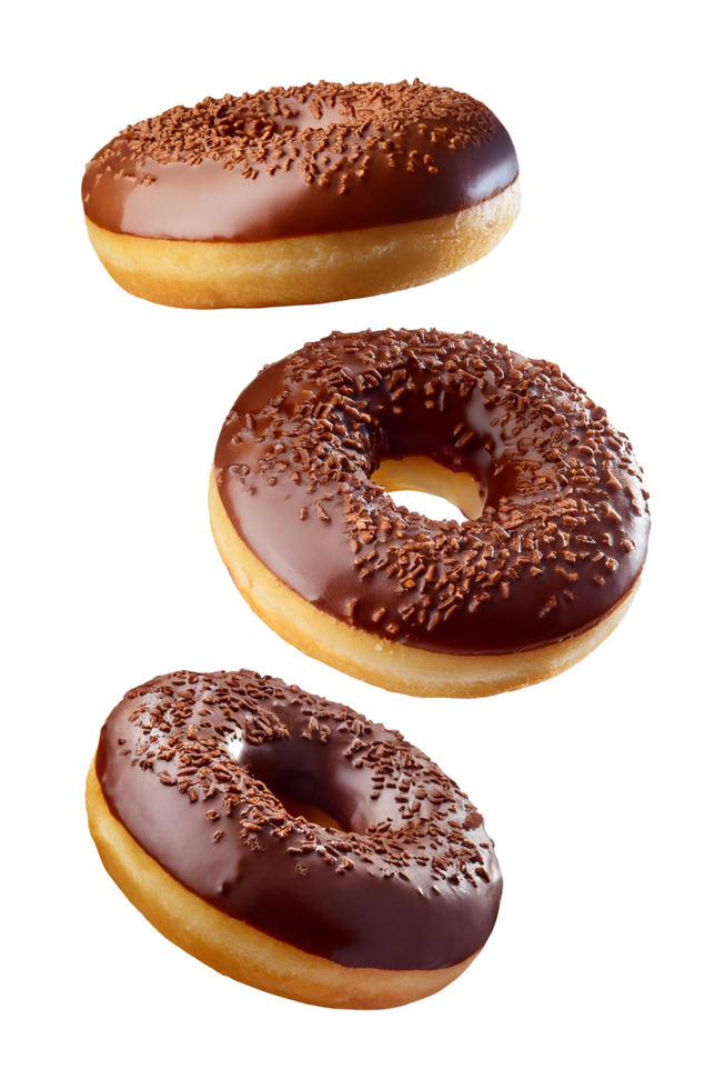 Delicious Chocolate Glazed Donuts with Sprinkles png