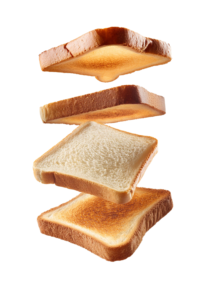 Floating Toast Slices with Golden-Brown Crispiness png