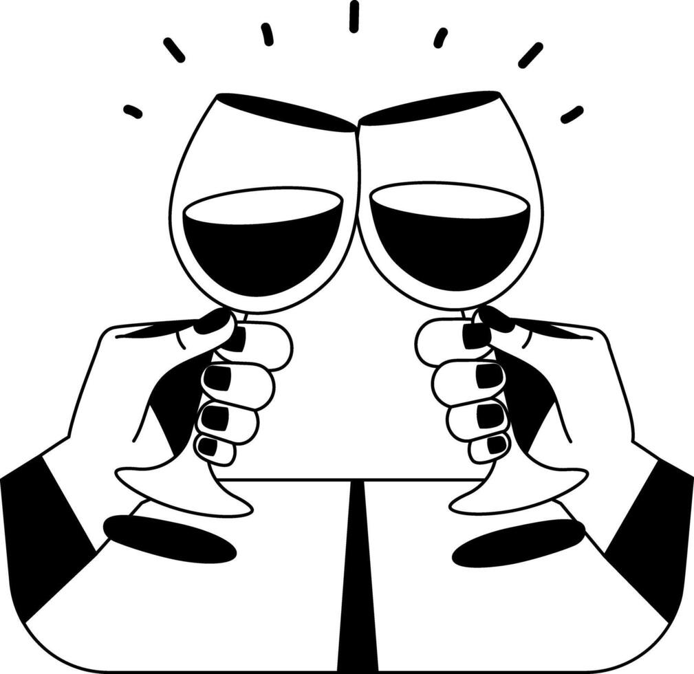 Wine cheers glyph style illustration vector