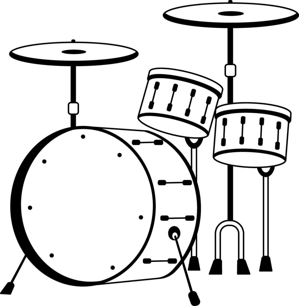 Glyph style illustration of acoustic drum set vector