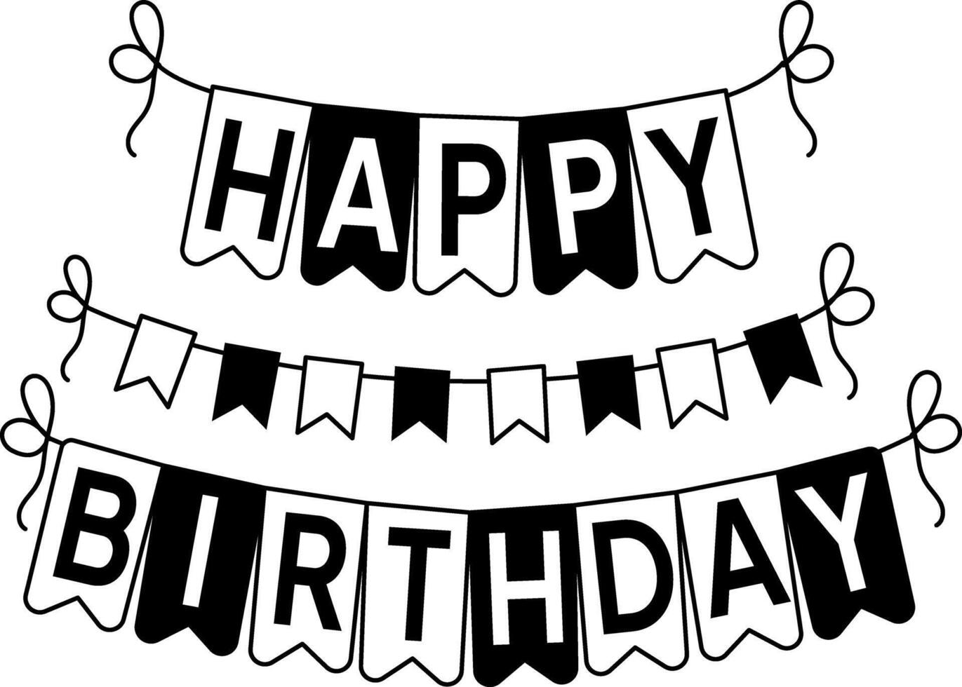 Happy birthday decoration, glyph style illustration vector