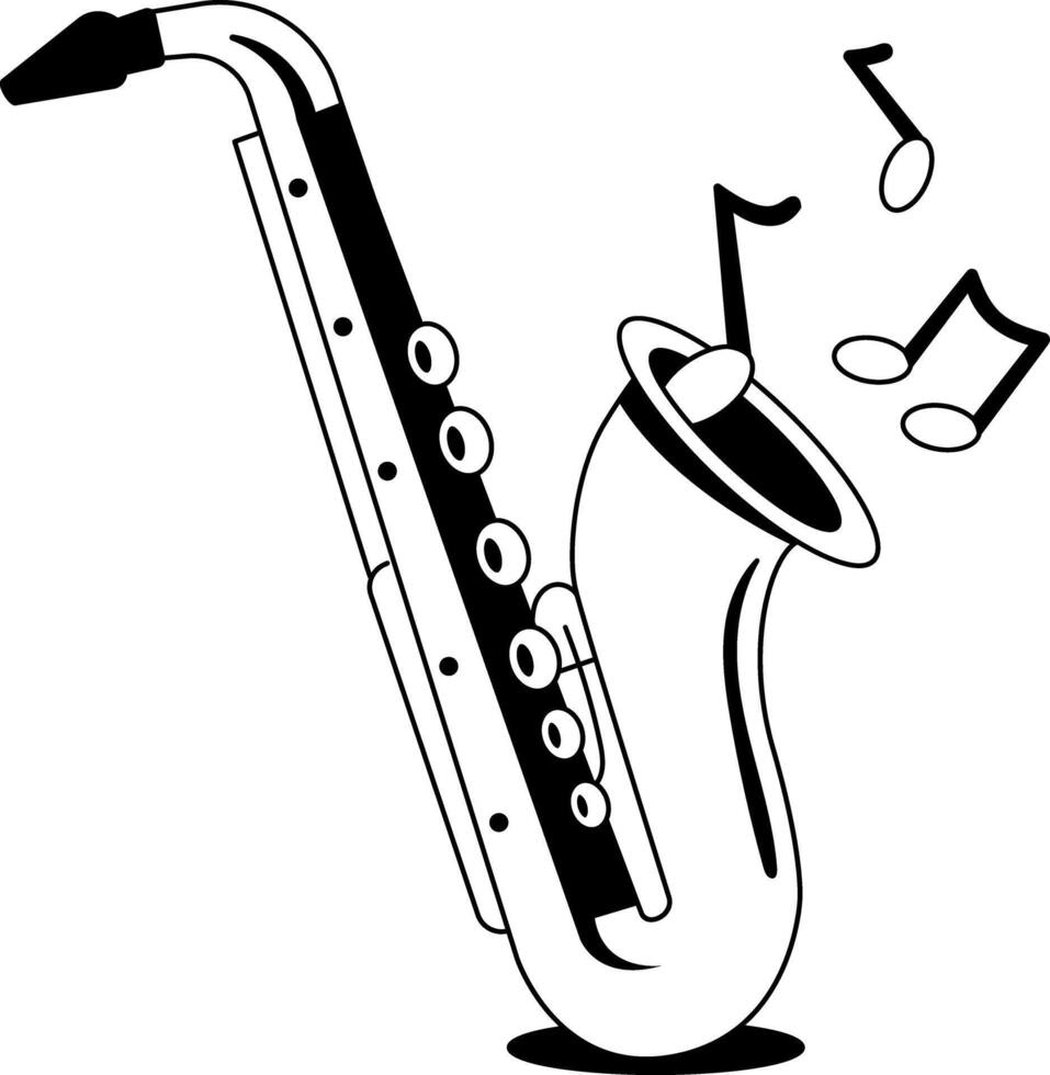 A glyph style illustration depicting saxophone music vector