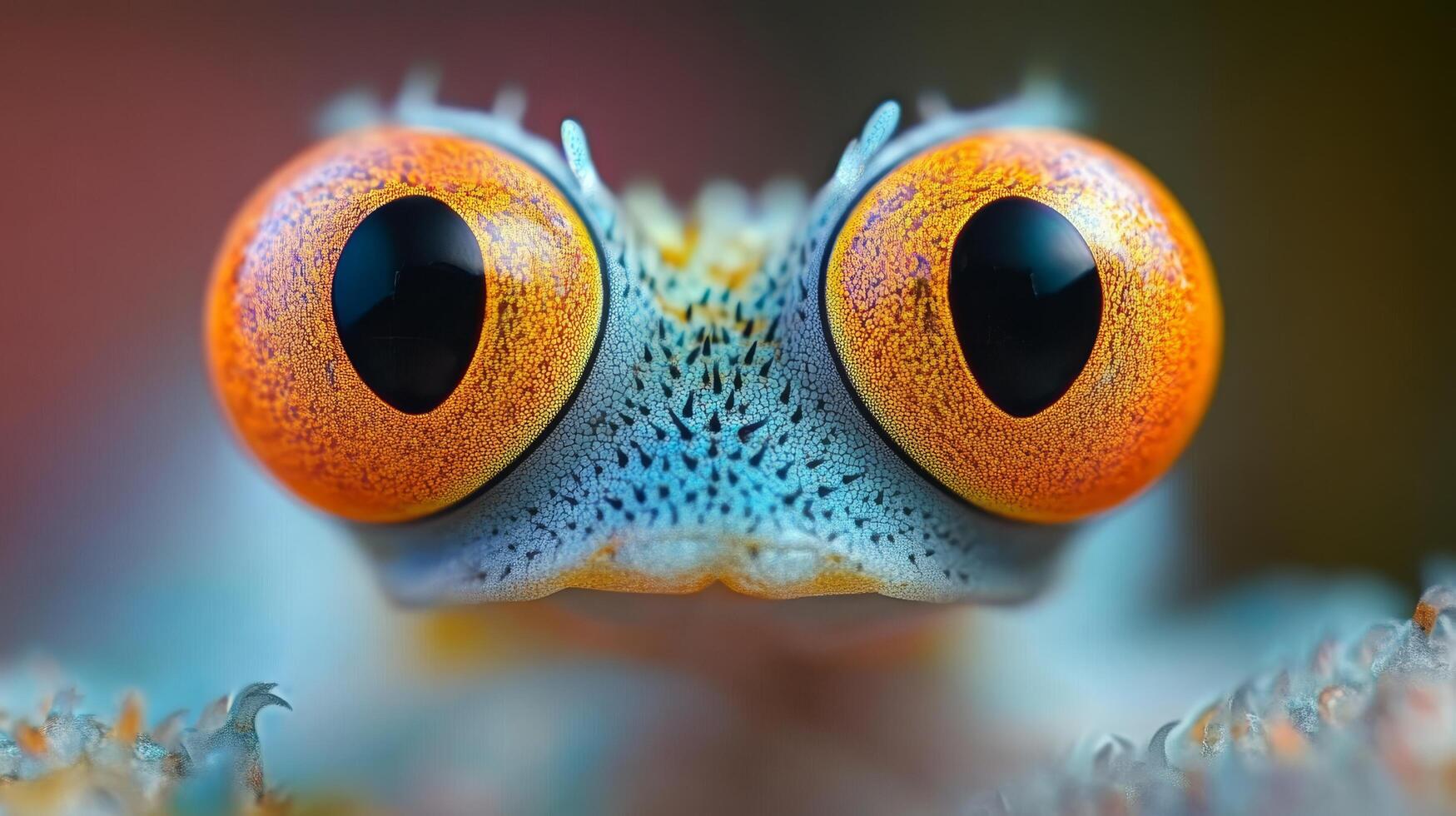 Close-up view of vibrant frog with large orange eyes in natural habitat photo