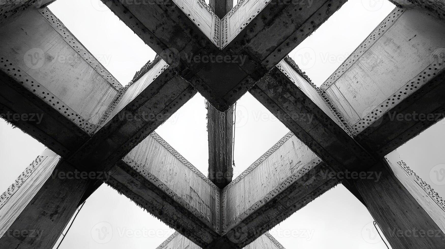 Symmetrical concrete beams in architectural geometric design photo