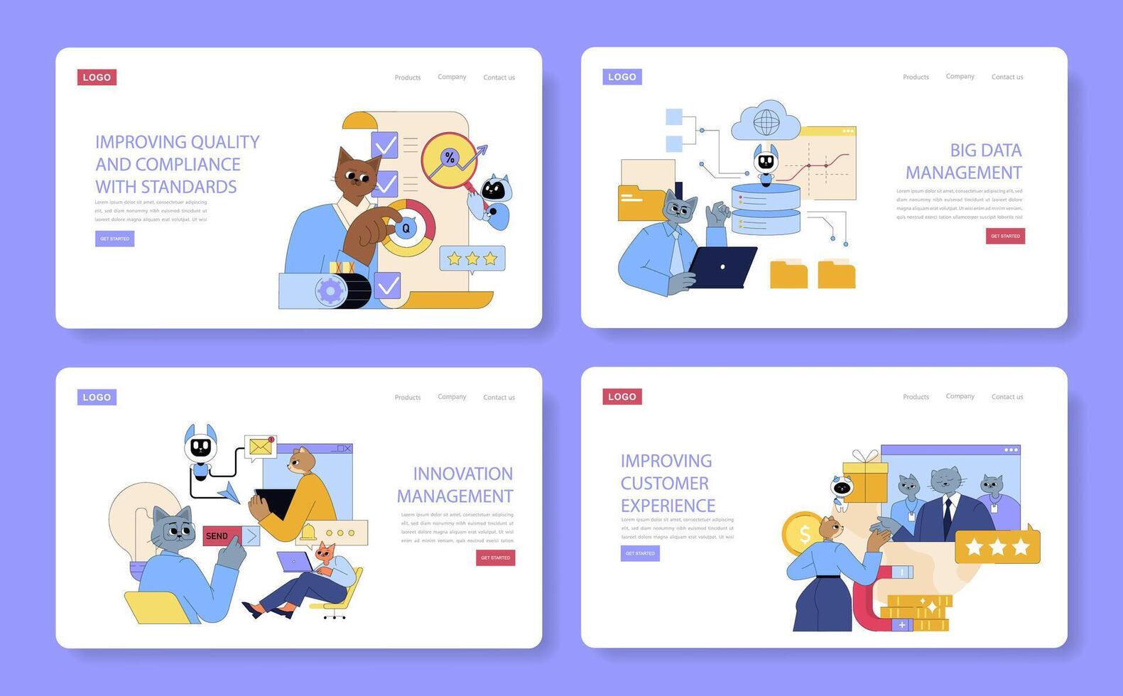 Ai For Global Business. Flat Illustration vector