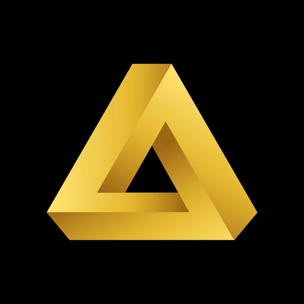 Triangle 3d golden logo, brand identity, business emblem. design. Graphic vector