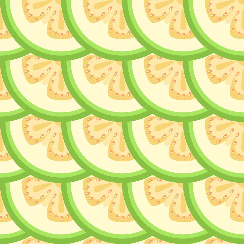 Tropical guava sliced seamless botanical pattern vector