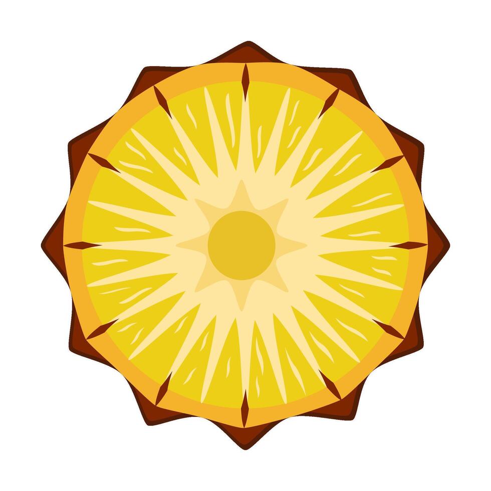 Pineapple slice in flat technique vector