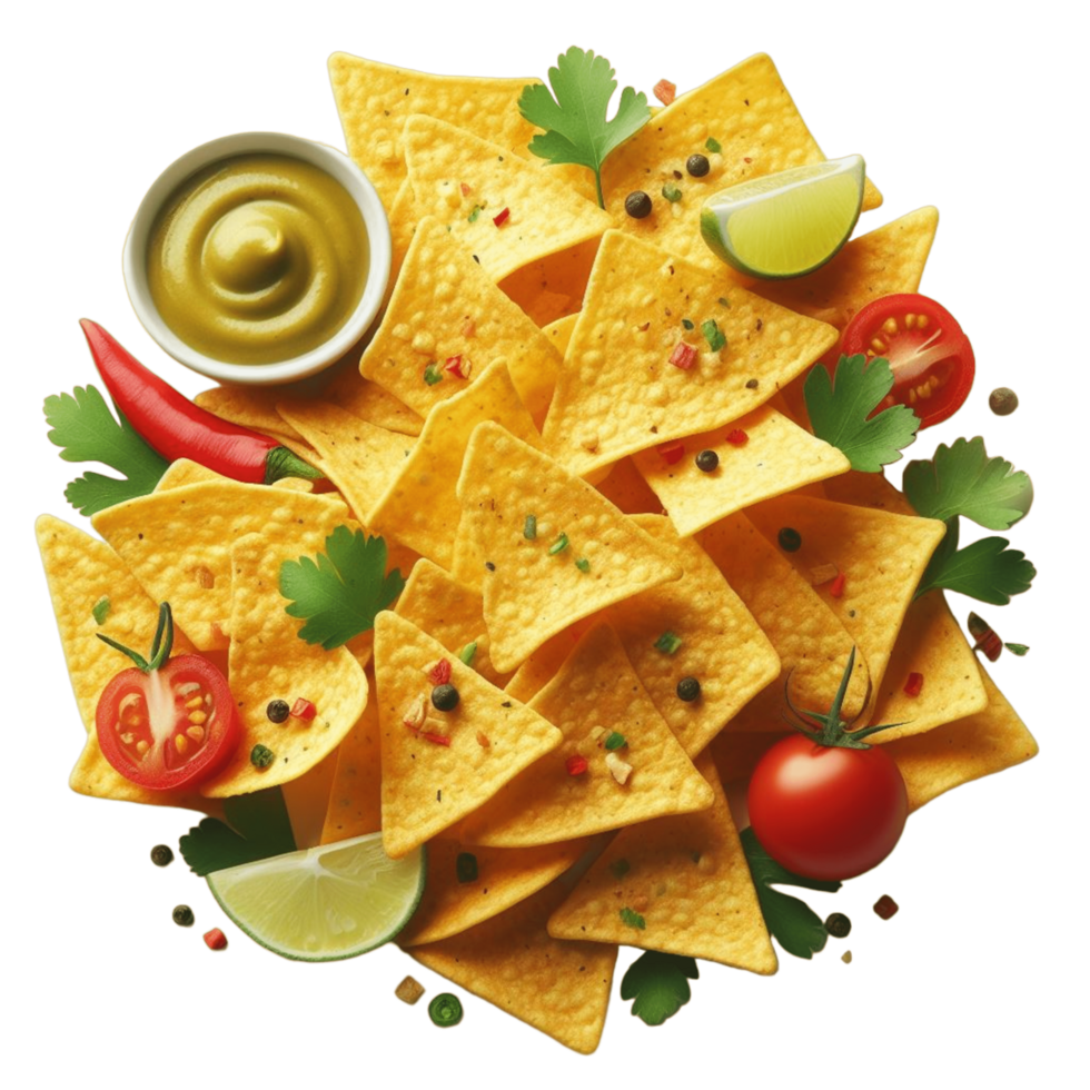Nachos with salsa and lime png