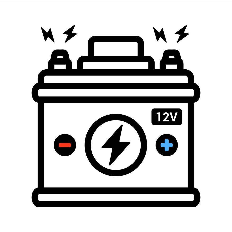 Black icon car battery for car. vector