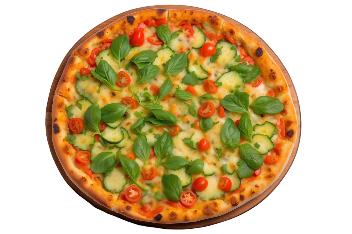 A pizza with vegetables on top png