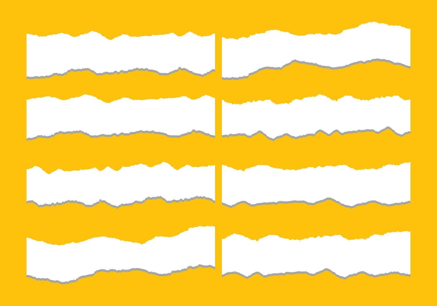 Torn paper strips with ragged edges on yellow background vector