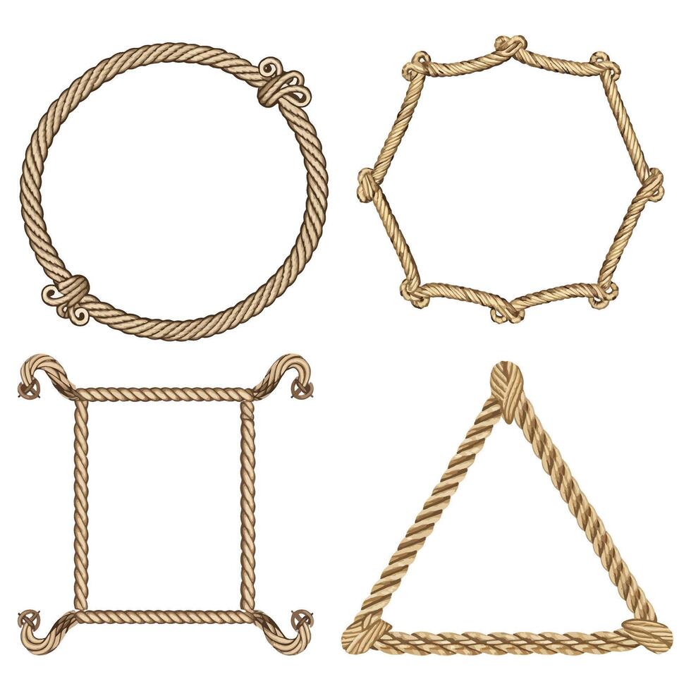 Set of realistic rope and frames vector