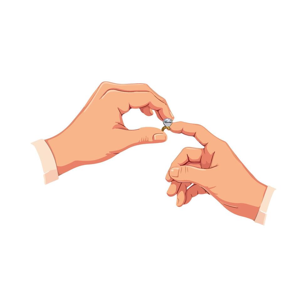 Proposing with a diamond engagement ring design illustration vector