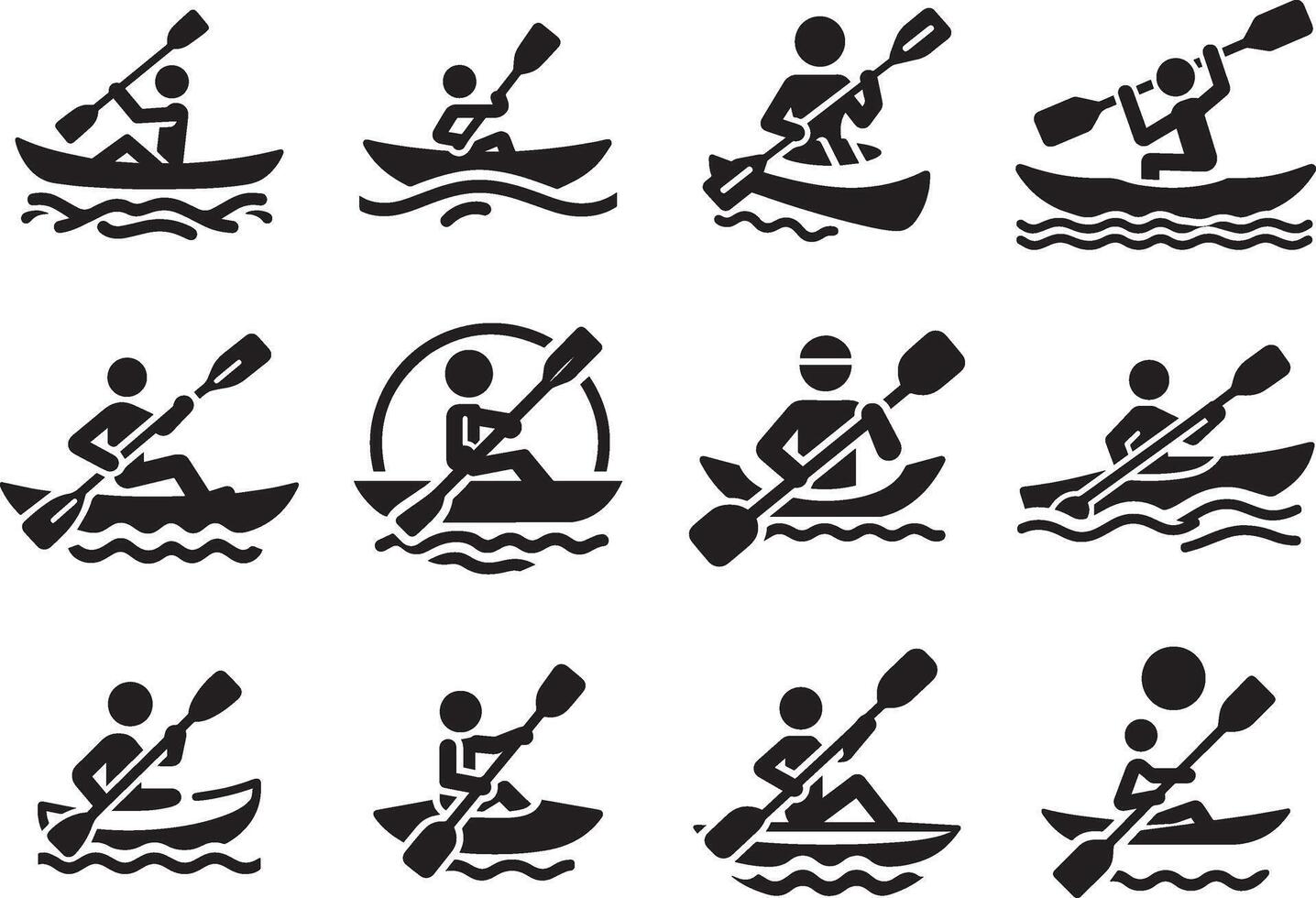 Silhouettes of Paddling and Water Adventure vector