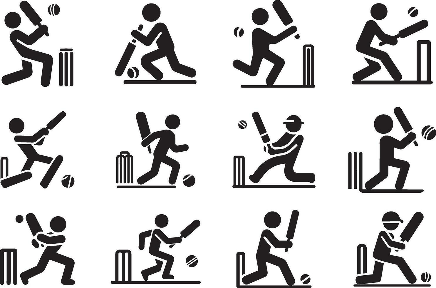 Stick Figure Playing Cricket vector