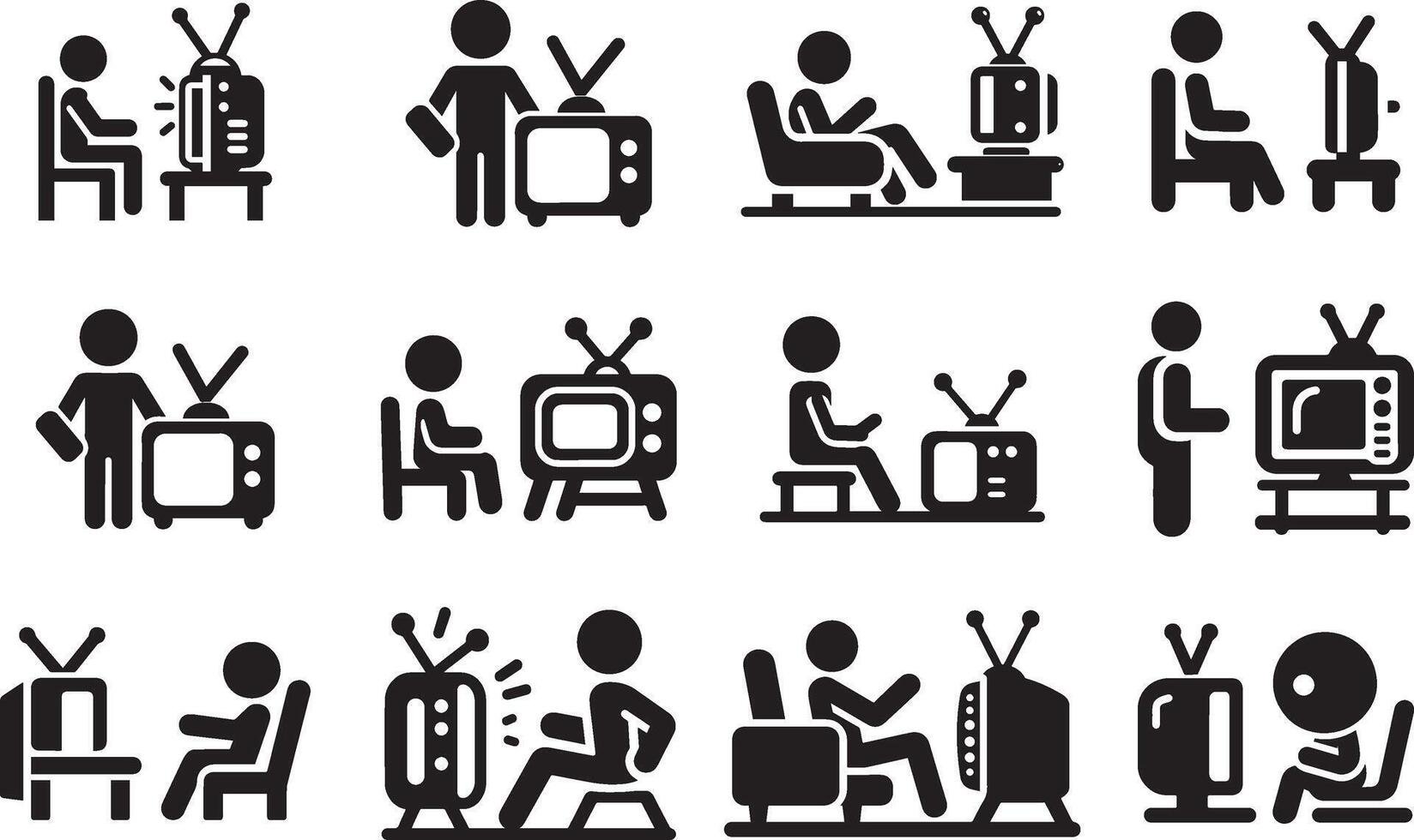 Stick Figure Watching TV vector
