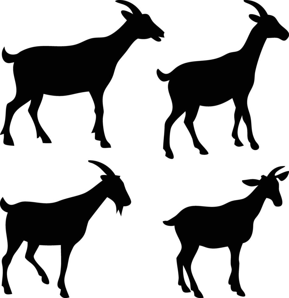 Silhouettes of Goats in Various Actions vector