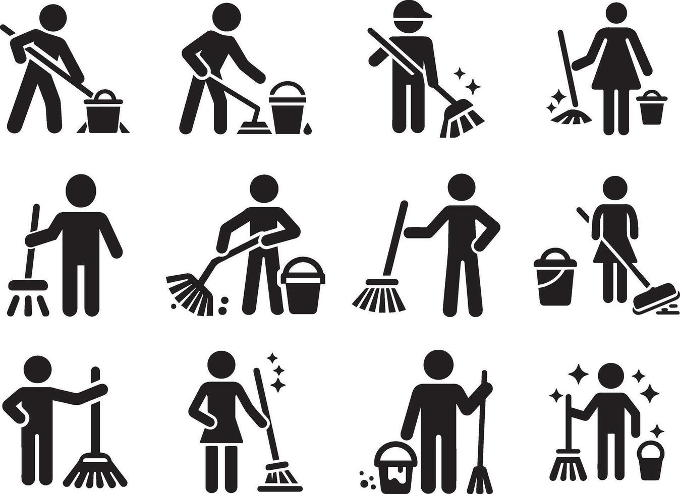 Simple Cartoon Character Housekeeping Concept vector