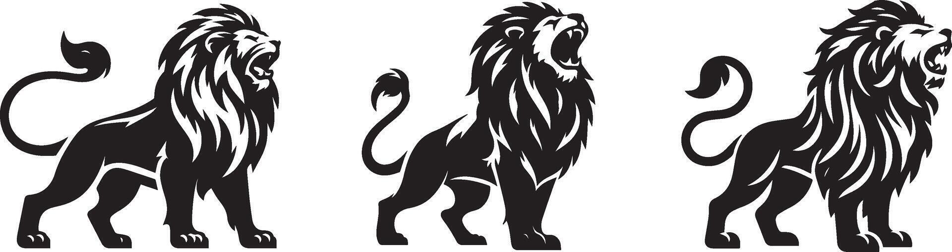 Roaring Silhouettes on White Background vector