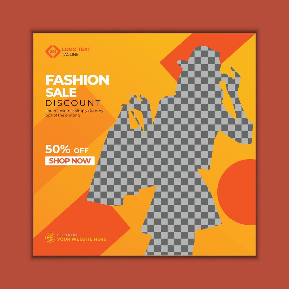 Stylish fashion sale post editable discount template for instagram vector