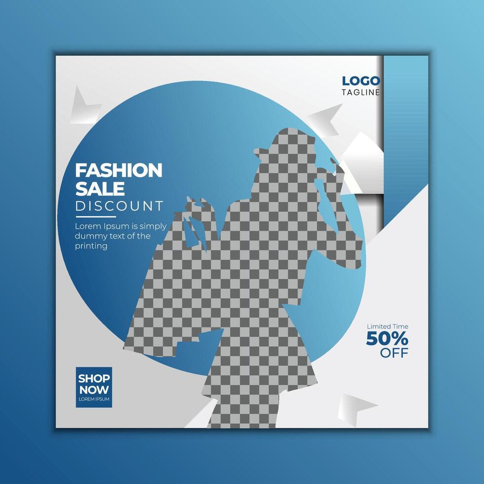 Trendy fashion sale post template discount offers for instagram and facebook vector