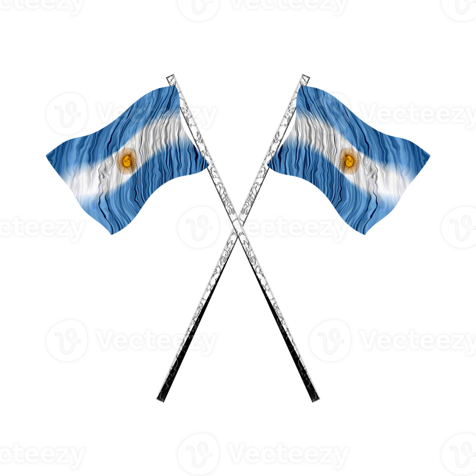 2 Argentinian flags flying on crossed poles. png