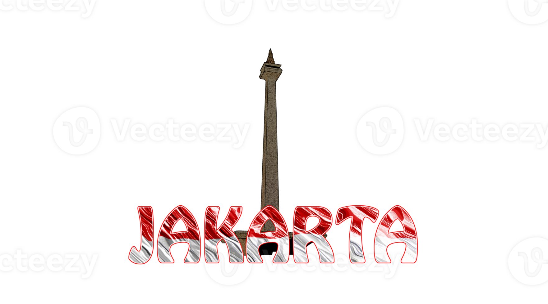 Jakarta typography with National Monument illustration on top. png