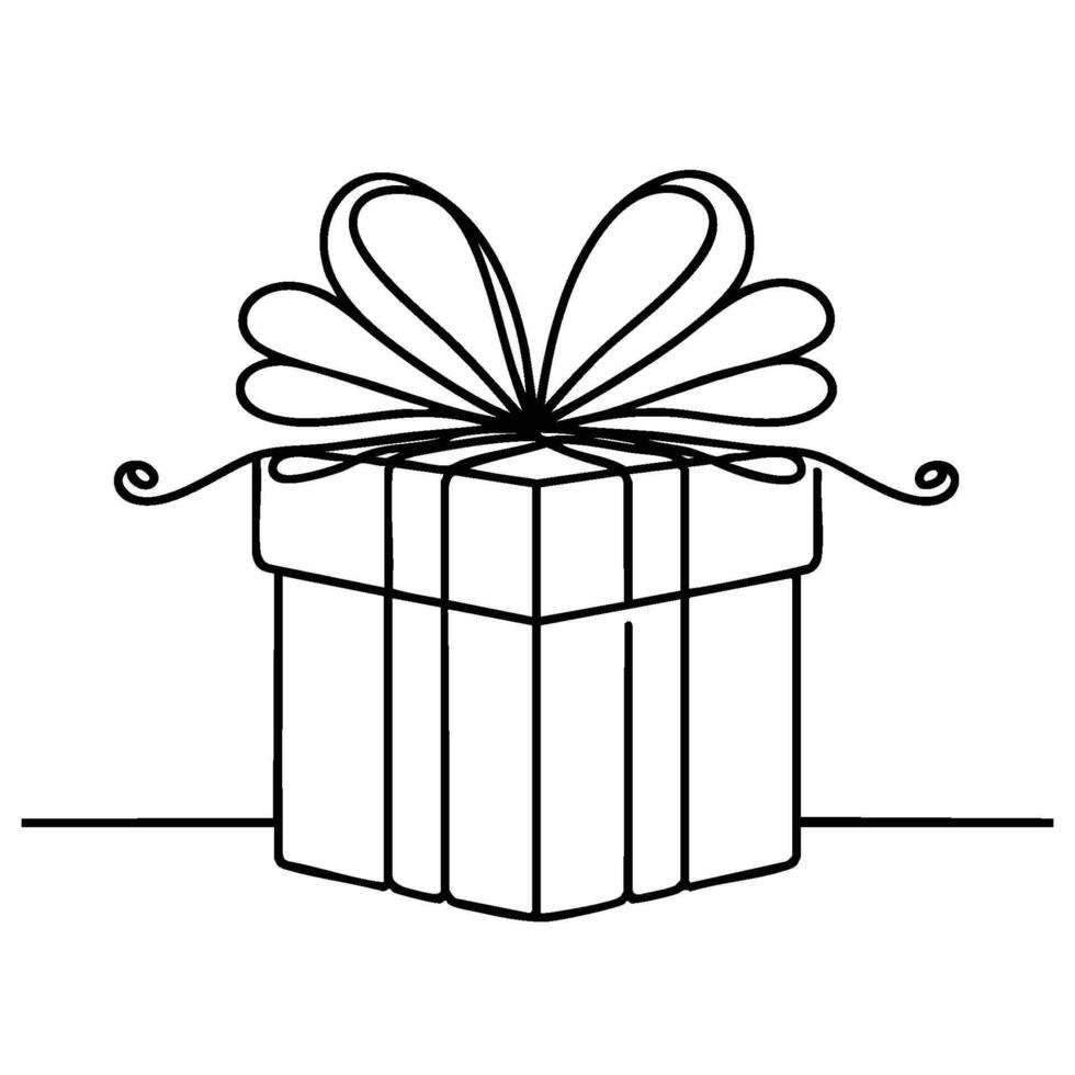 Minimalistic Line Art of a Present With a Bow vector