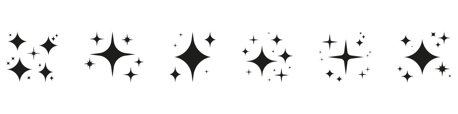 Sparkling Star Shapes Icon Solid Icon Set. Shining Stars Silhouette Symbol Collection. Isolated Illustration vector