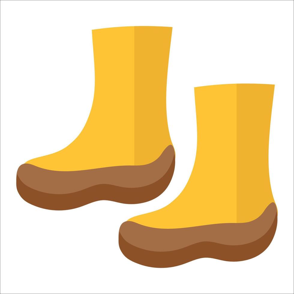 yellow rubber boots for gardener vector