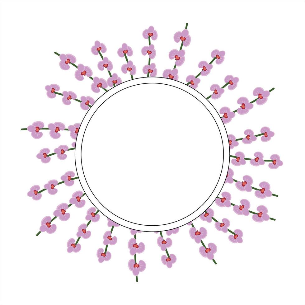 Circle frame with orchid flowers vector