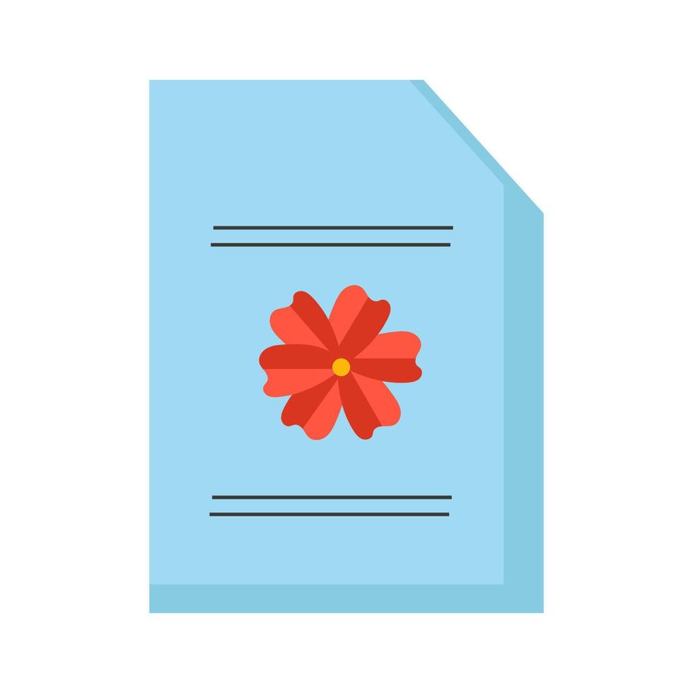 Light blue card with a vibrant red flower illustration, perfect for invitations and greetings vector