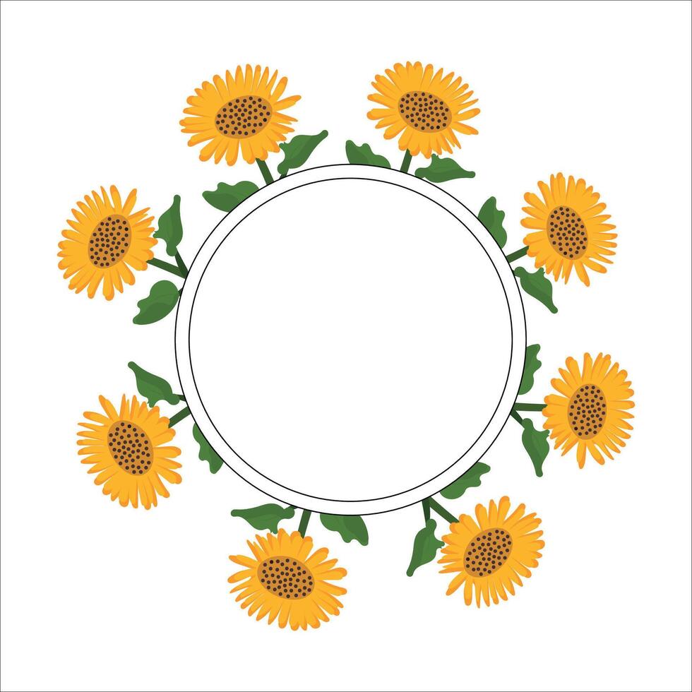 Mockup of a sunflower circle with a place for an inscription vector
