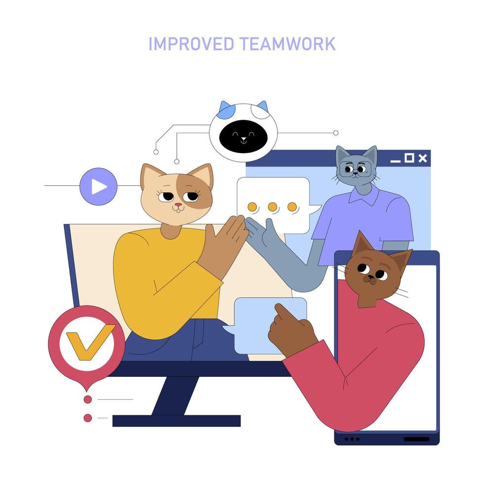 AI Assistant For Work. Flat Illustration vector