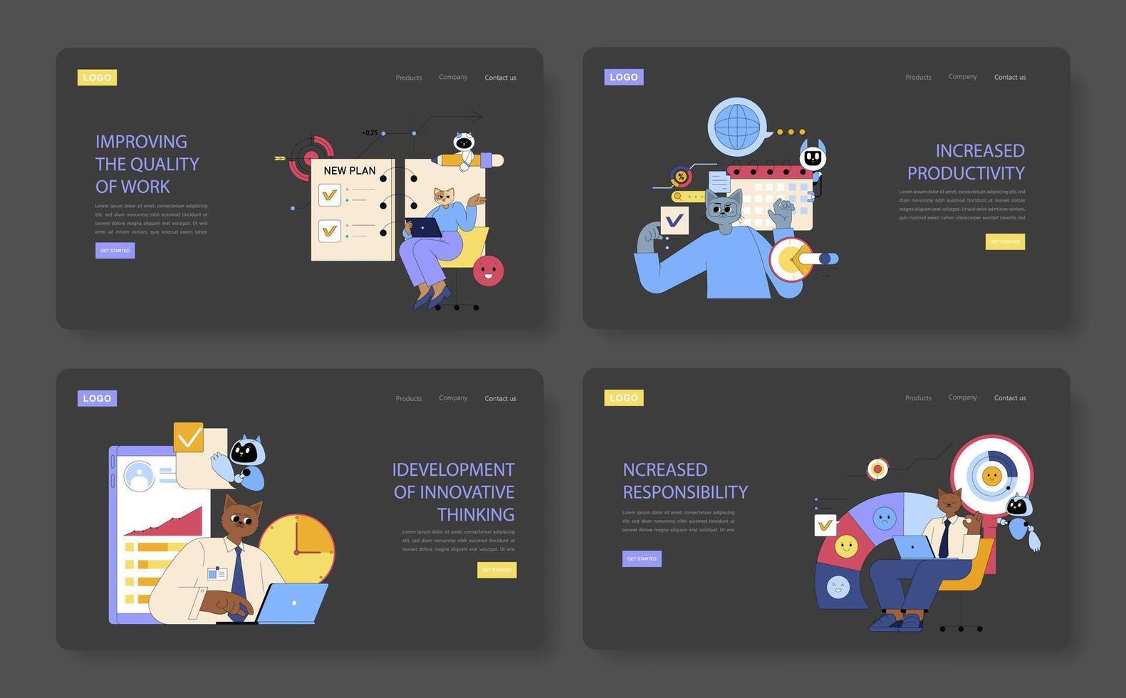 AI In The Workplace. Flat Illustration vector