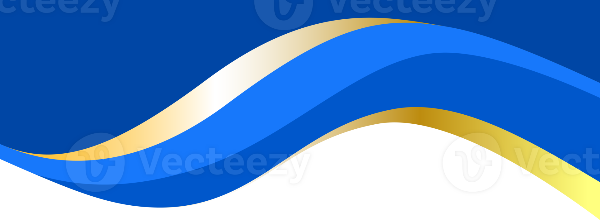 Border shape for banner design. Blue header section with golden decor. Abstract bottom for webpage. Curved divider template. Wavy horizontal separator. png