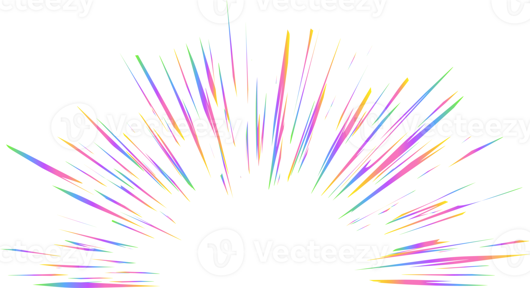 Burst with rainbow light prism effect. Halo flare sparkles of crystal. Radial holographic color explosion. Comic speed lines glare beams and neon reflection png