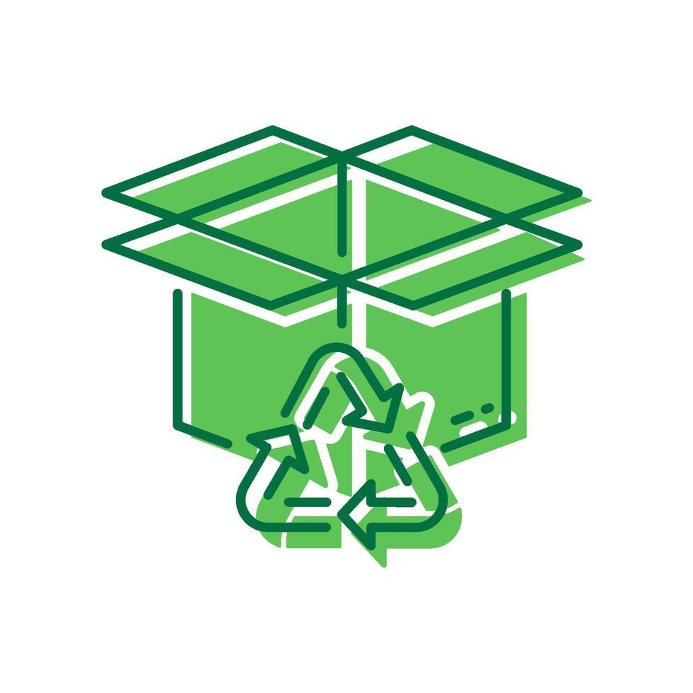 Natural Eco Recycling Cardboard Pack Icon. Organic Renewable Box for Delivery Icon. Ecology Bio Recycle Package Pictogram. Editable Stroke. Isolated Illustration vector